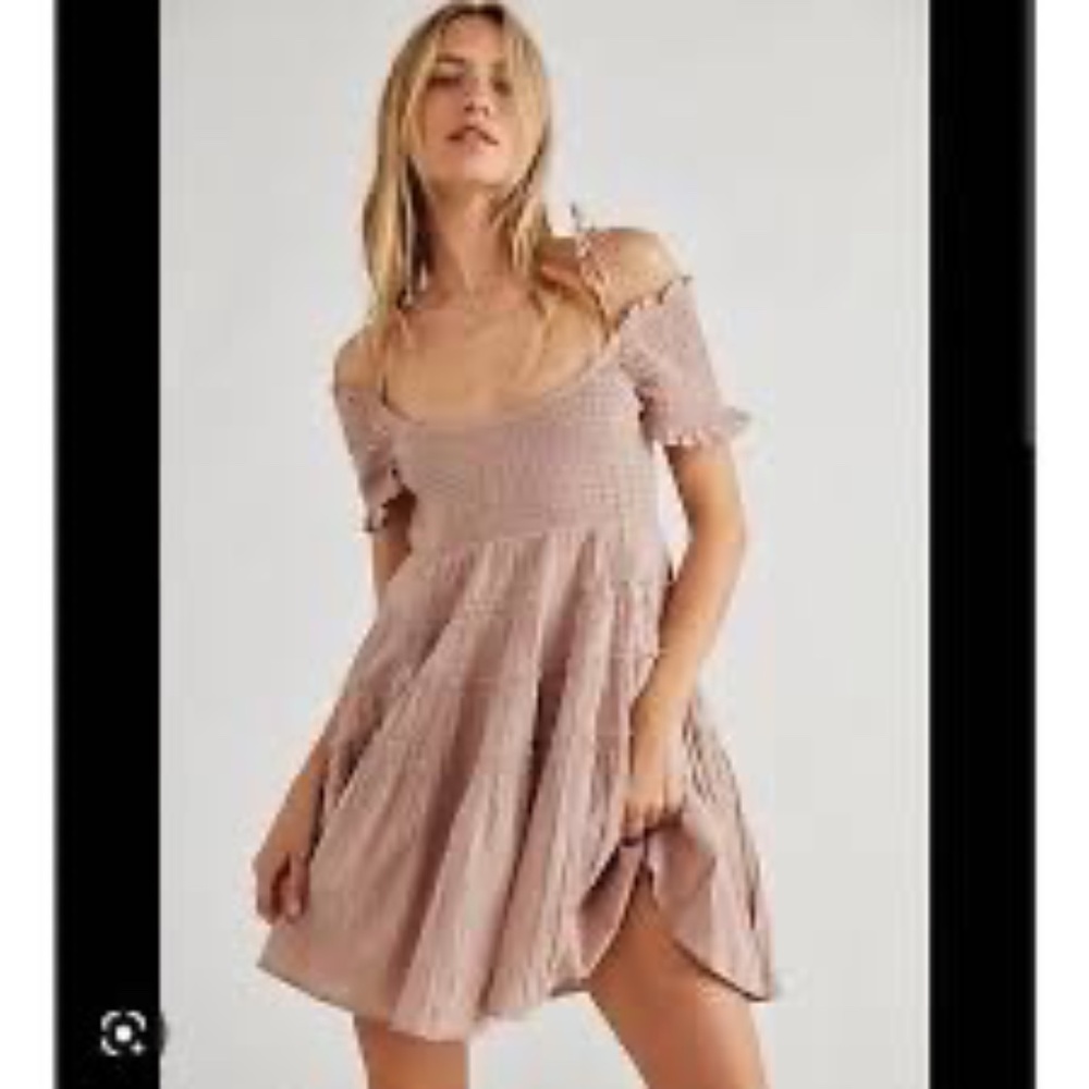 Free People X Revolve Happy With You Off Shoulder Cotton Mini Dress Sz XS